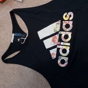 Adidas Floral You Are Limitless" Tank Top with Racer Back. Black, Size L